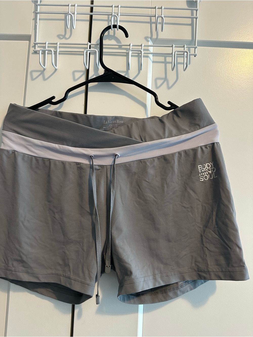 La Vie En Rose Gray Athletic Shorts with Light Pink Waistband
